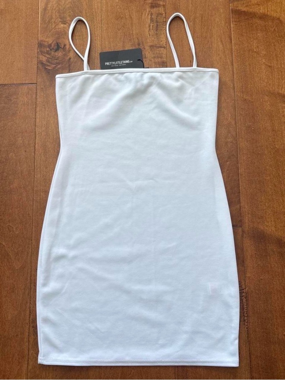PrettyLittleThing White Slim Strappy Mini Dress